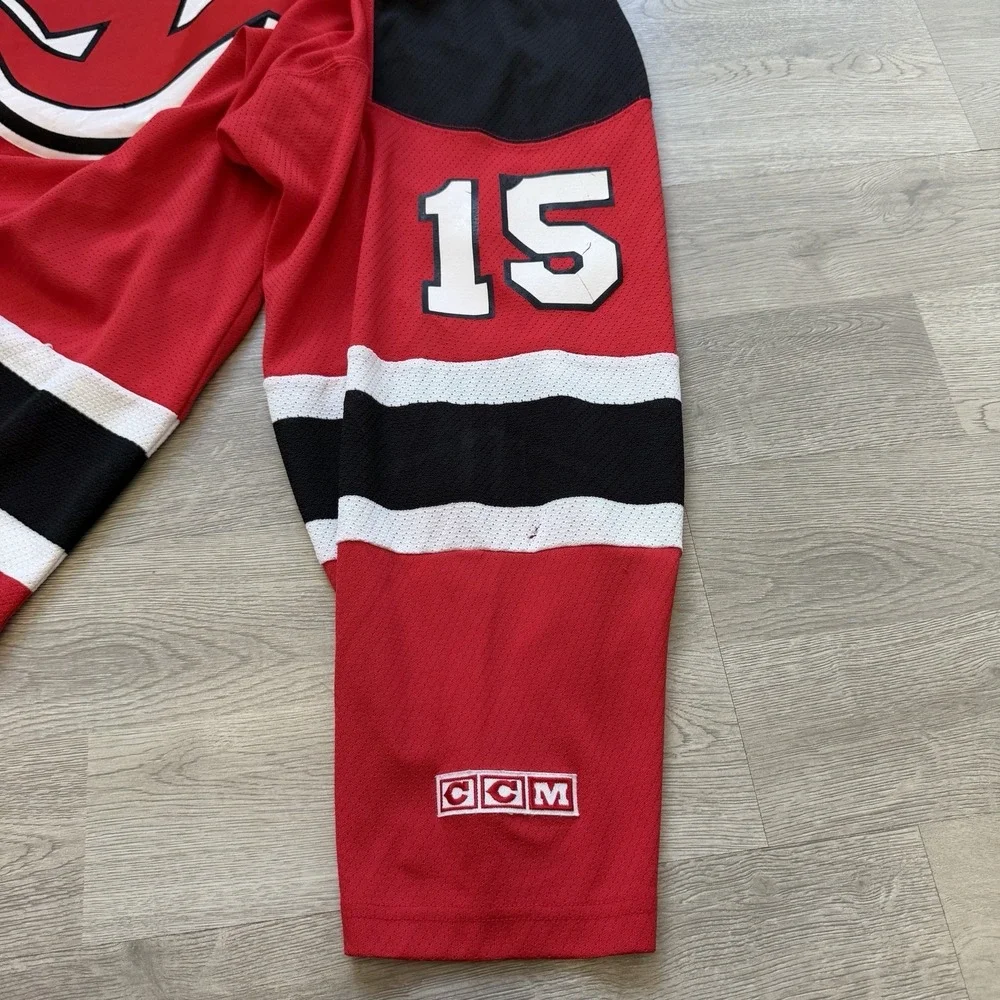VINTAGE New Jersey Devils Jersey Mens Large Red CCM Maska Air Knit NHL Custom